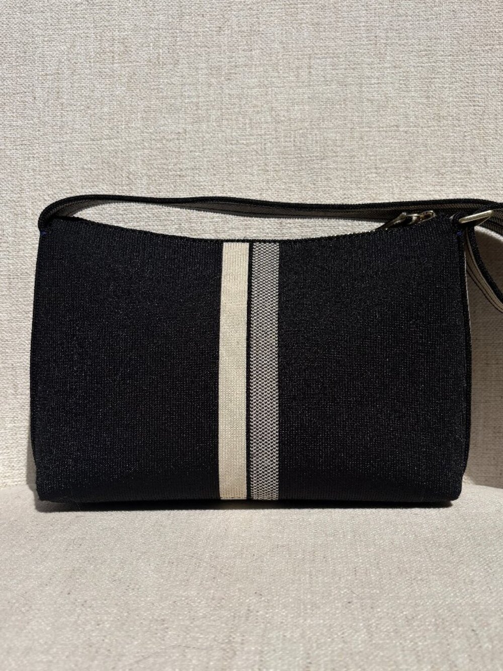 Rothy’s The Casual Crossbody Bag - Black & Ivory Stripe (Like New / Used Once) - Picture 4 of 11
